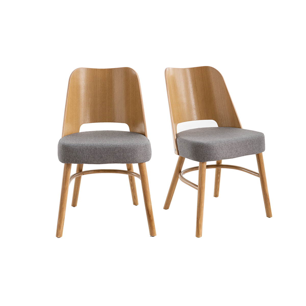 Sedie vintage rovere e sedile grigio chiné (set di 2) EDITO