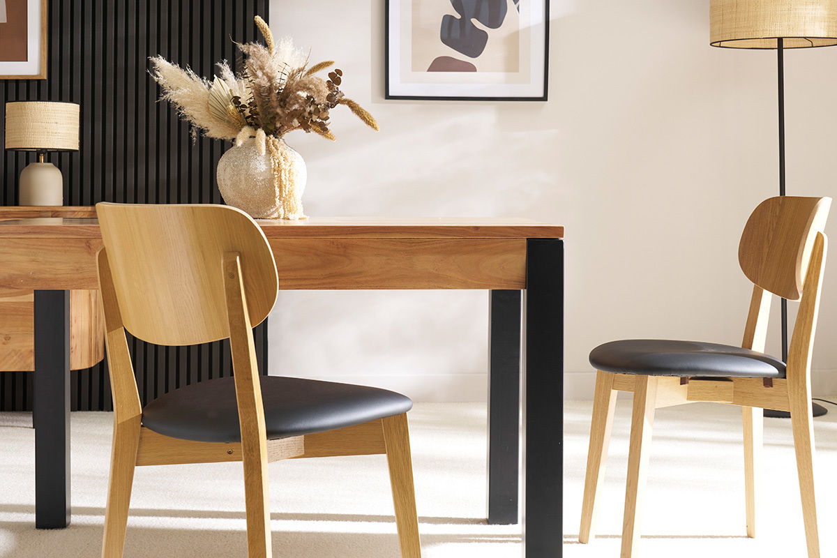 Sedie vintage rovere e sedile nero (set di 2) LUCIA