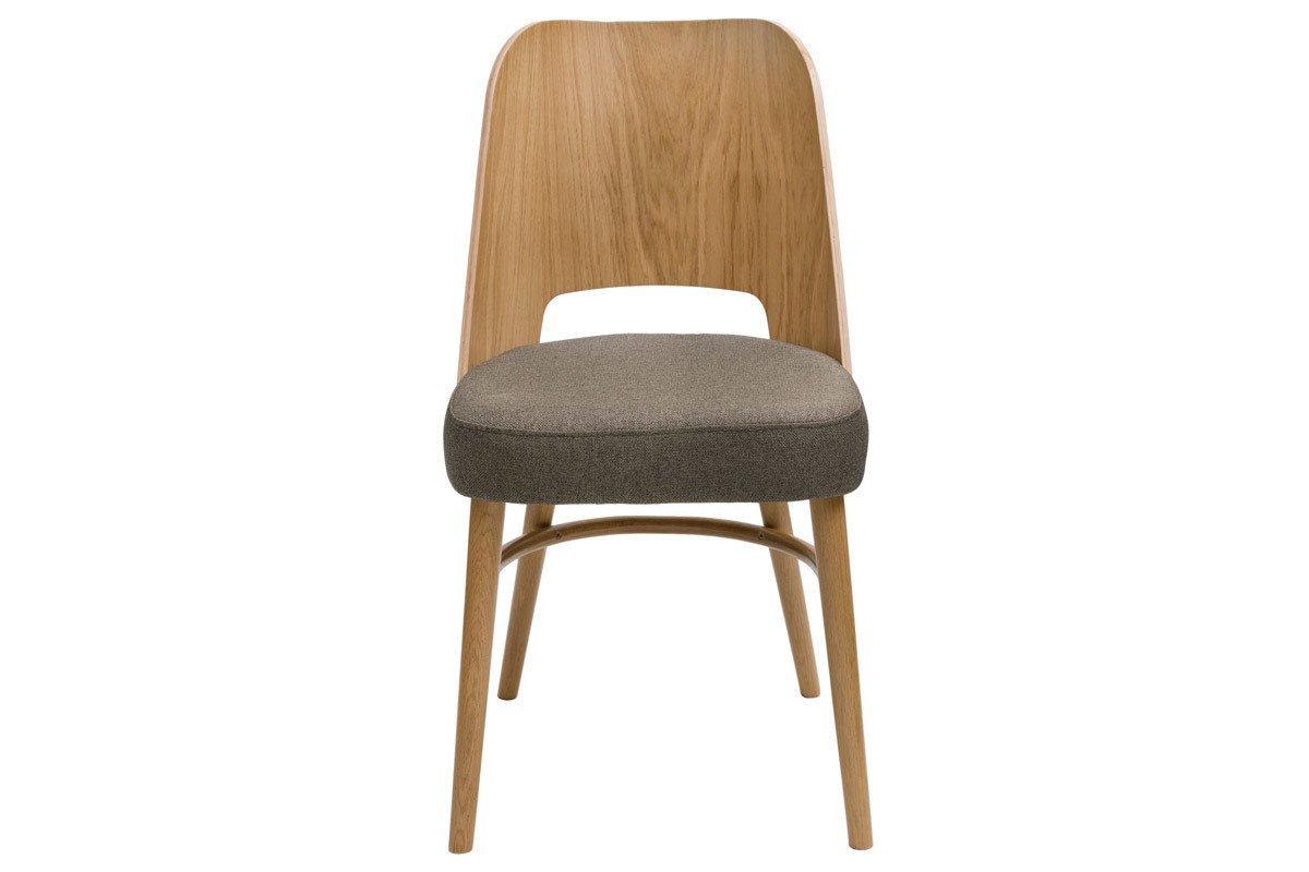 Sedie vintage rovere e tessuto marrone (set di 2) EDITO