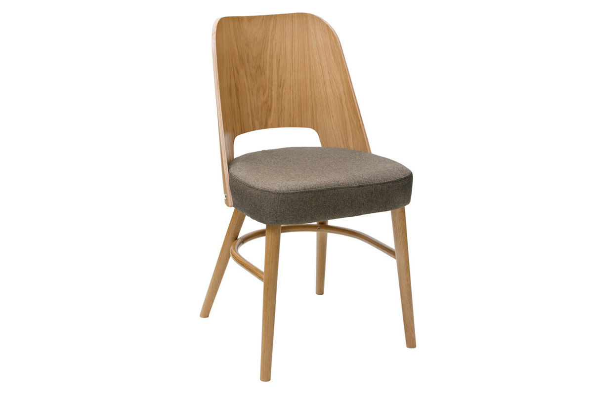 Sedie vintage rovere e tessuto marrone (set di 2) EDITO
