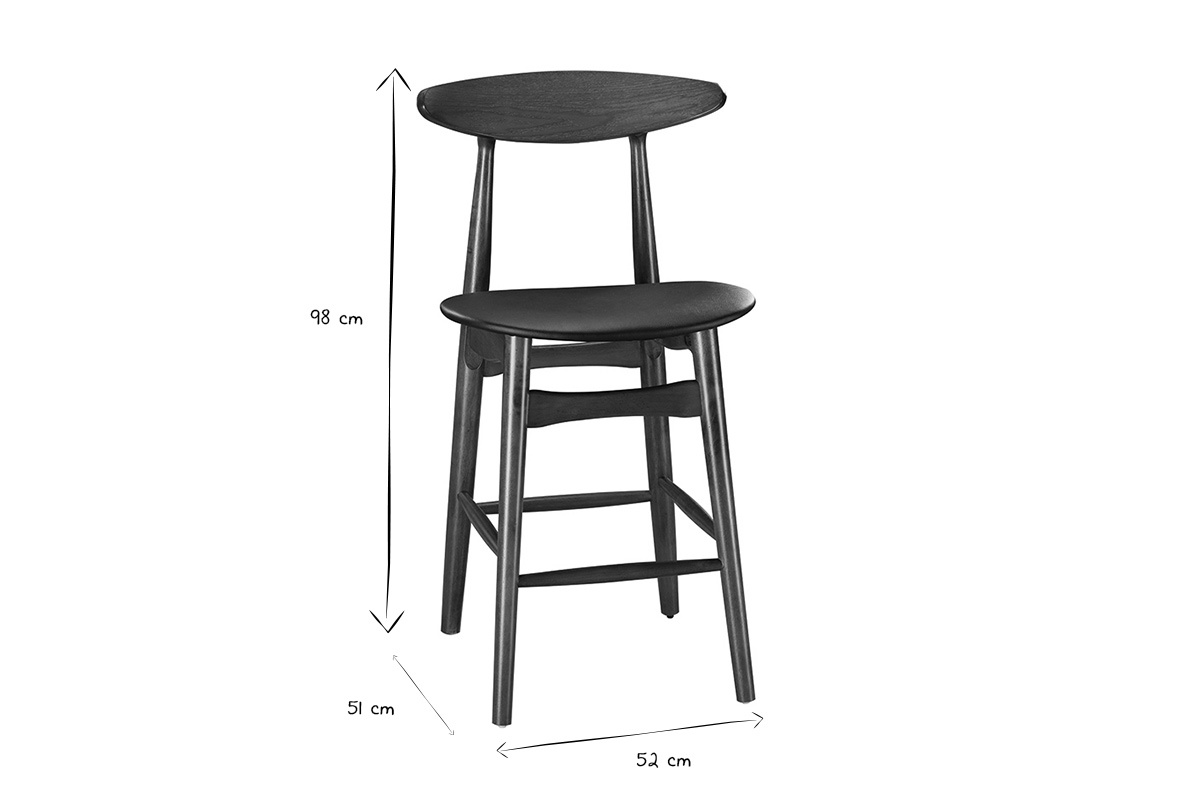 Set da bar vintage noce e PU nero 65cm gruppo di 2 WALFORD