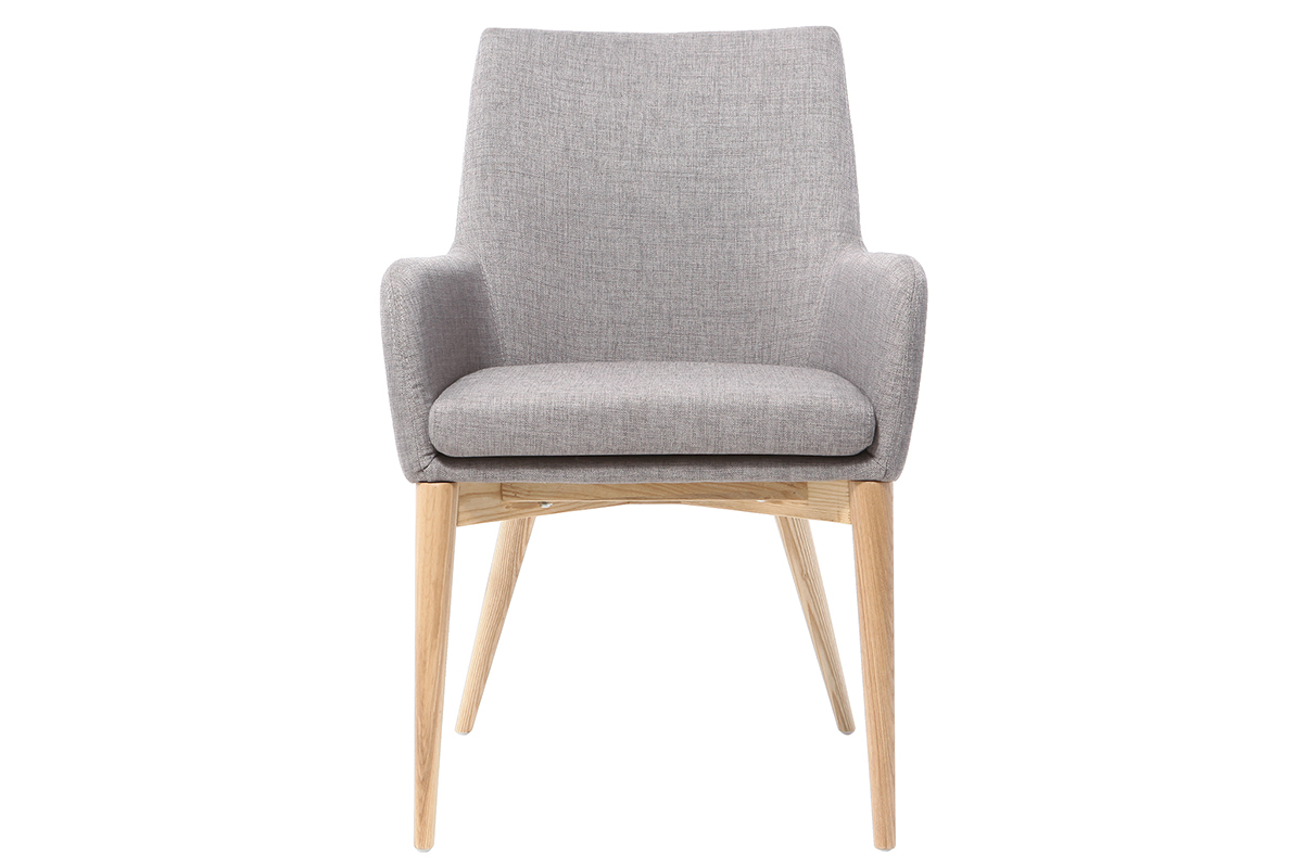 Set di 2 poltrona design legno chiaro e tessuto grigio chiaro SHANA