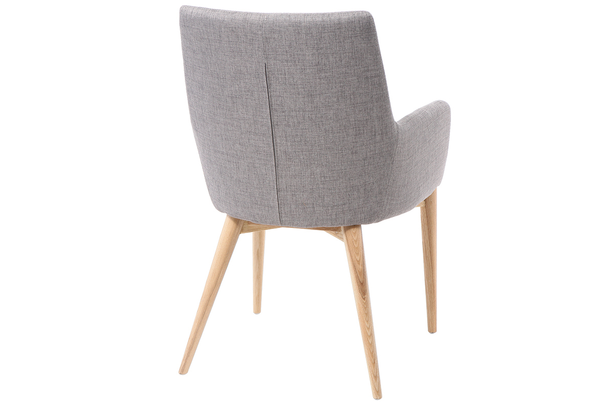 Set di 2 poltrona design legno chiaro e tessuto grigio chiaro SHANA