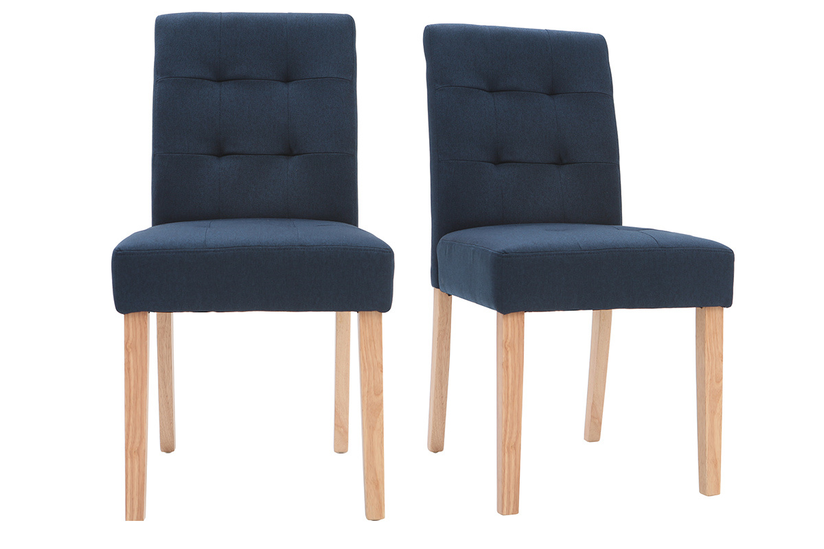 Set di 2 Sedia design imbottita tessuto blu ESTER