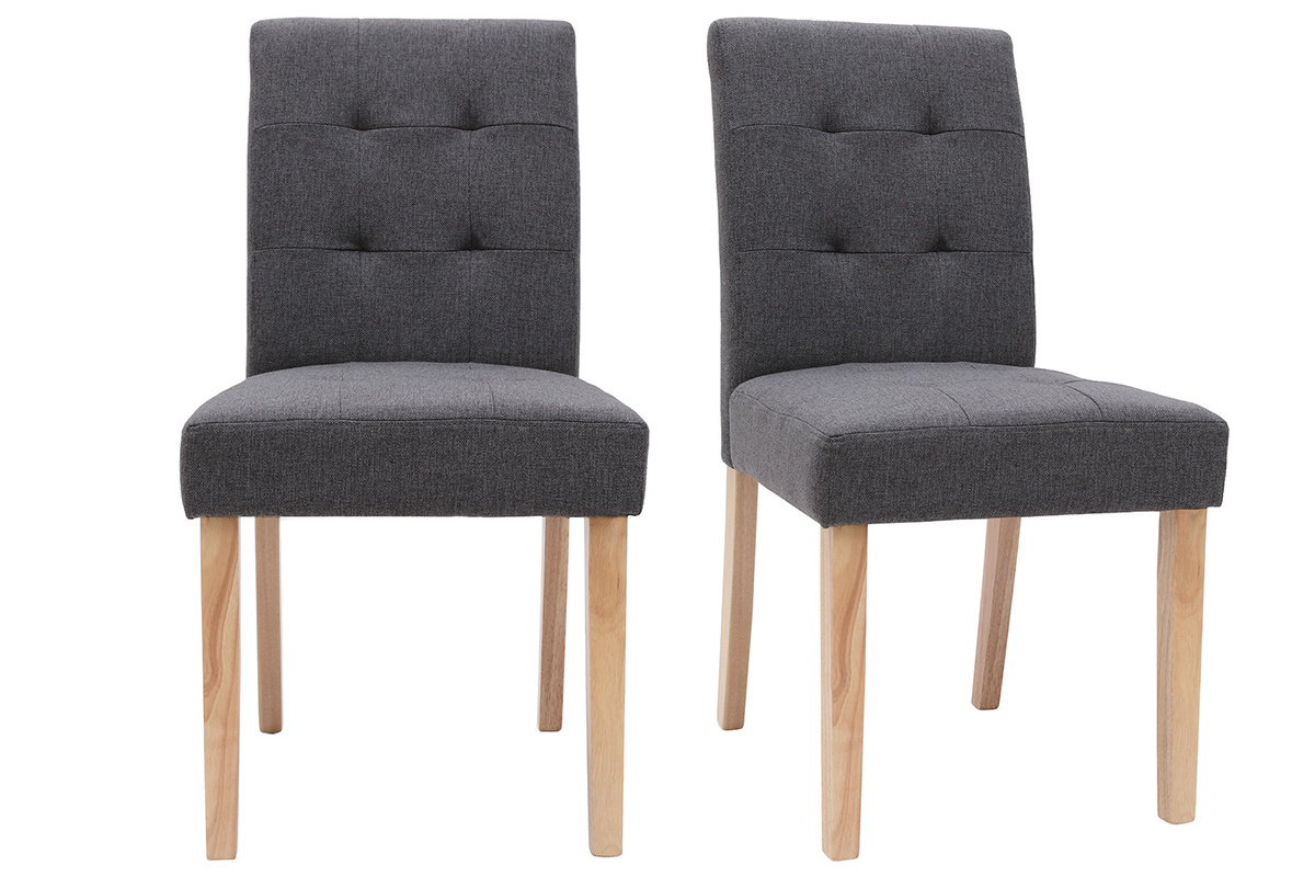 Set di 2 Sedia design imbottita tessuto grigio scuro ESTER