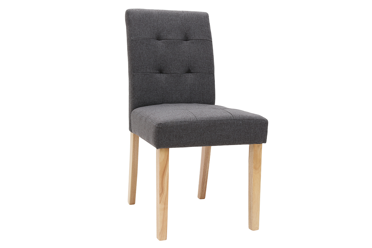 Set di 2 Sedia design imbottita tessuto grigio scuro ESTER
