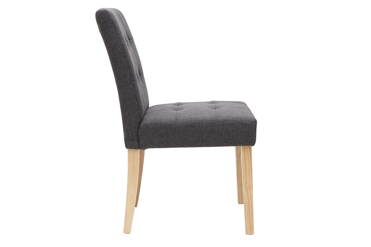 Set di 2 Sedia design imbottita tessuto grigio scuro ESTER