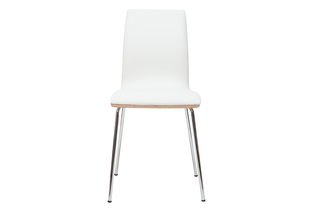Set di 2 sedie bianco e legno chiaro con piedi metallo DELICACY
