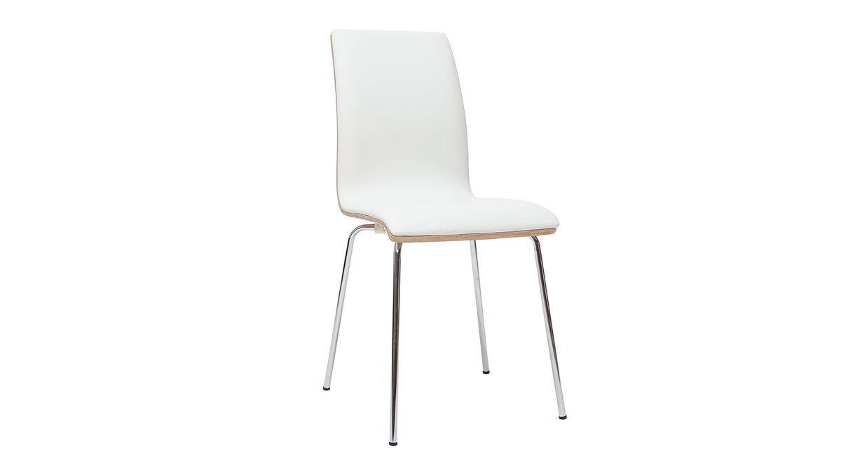 Set di 2 sedie bianco e legno chiaro con piedi metallo DELICACY