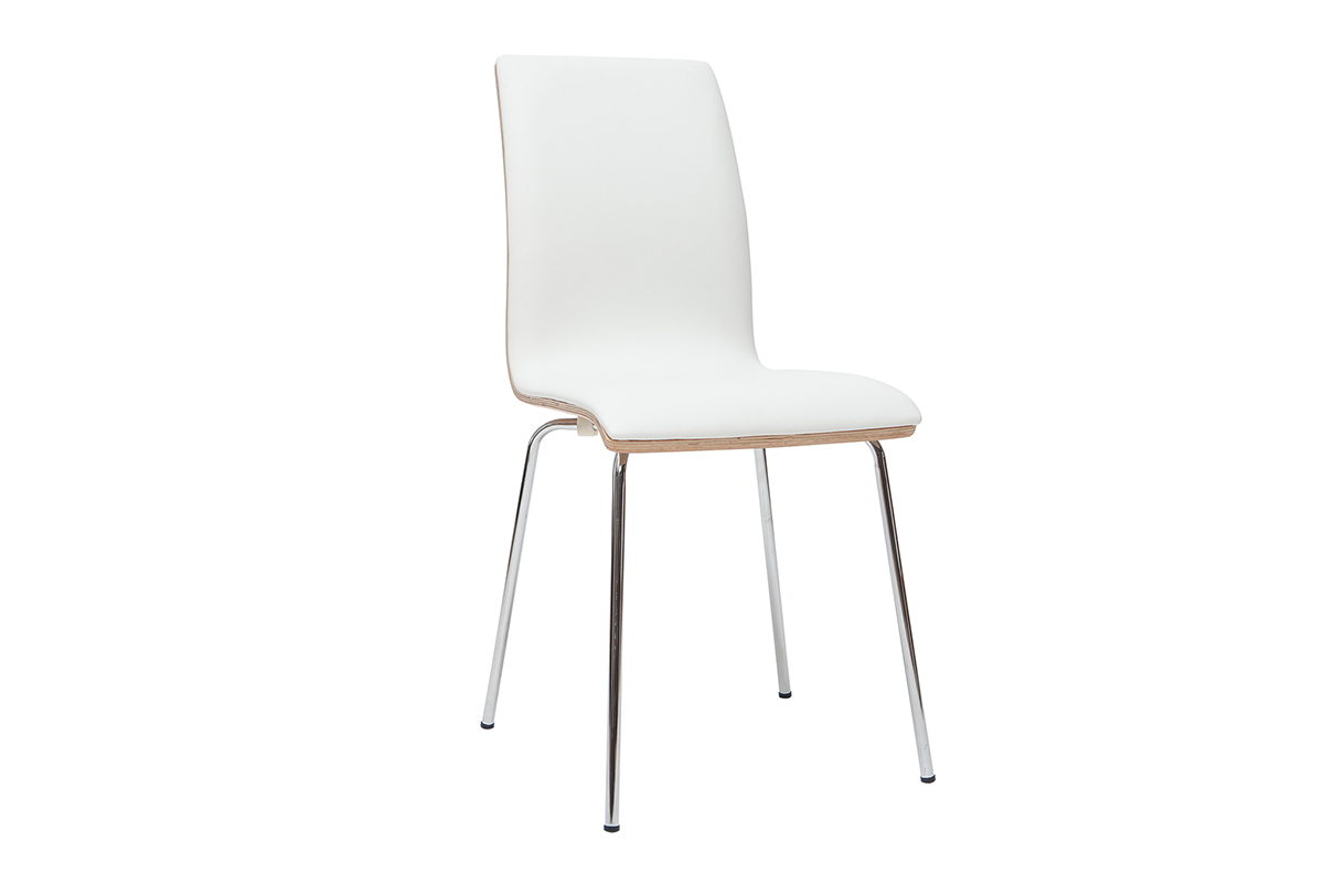 Set di 2 sedie bianco e legno chiaro con piedi metallo DELICACY