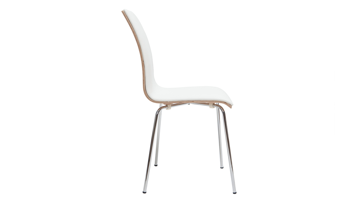 Set di 2 sedie bianco e legno chiaro con piedi metallo DELICACY