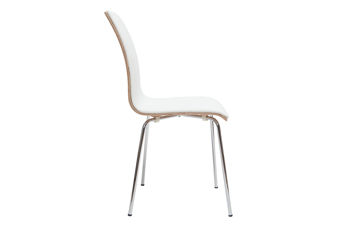 Set di 2 sedie bianco e legno chiaro con piedi metallo DELICACY