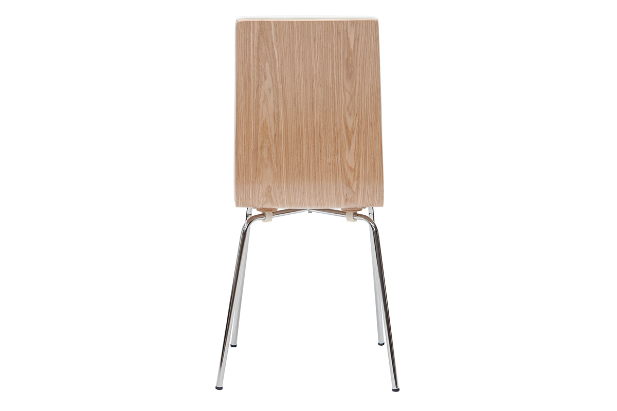 Set di 2 sedie bianco e legno chiaro con piedi metallo DELICACY
