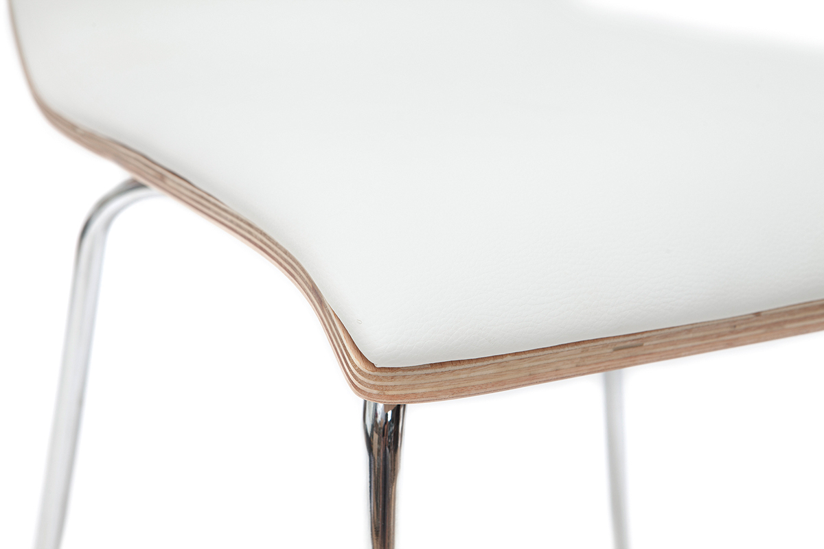 Set di 2 sedie bianco e legno chiaro con piedi metallo DELICACY
