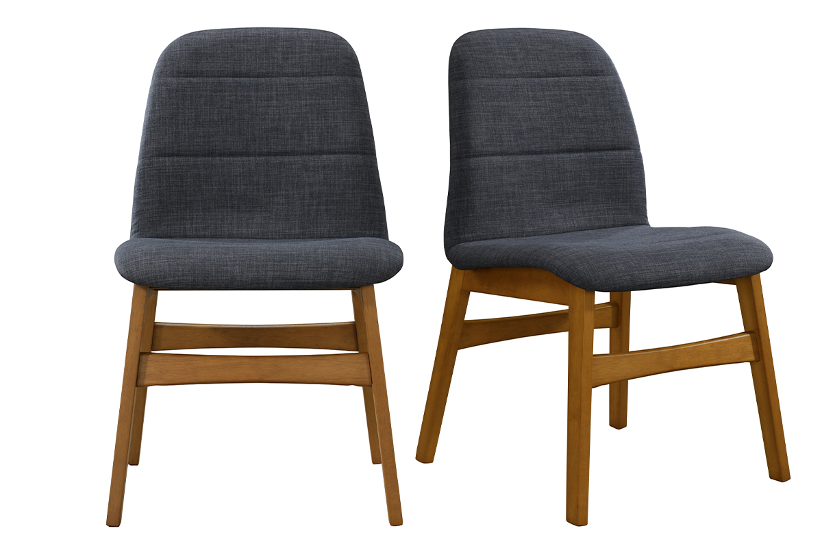 Set di 2 sedie design gambe in noce tessuto grigio antracite JUKE