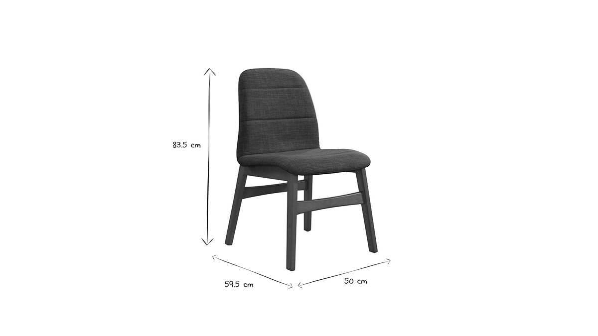 Set di 2 sedie design gambe in noce tessuto grigio antracite JUKE