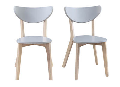 Set di 2 sedie design grigio - piedi in legno - LEENA