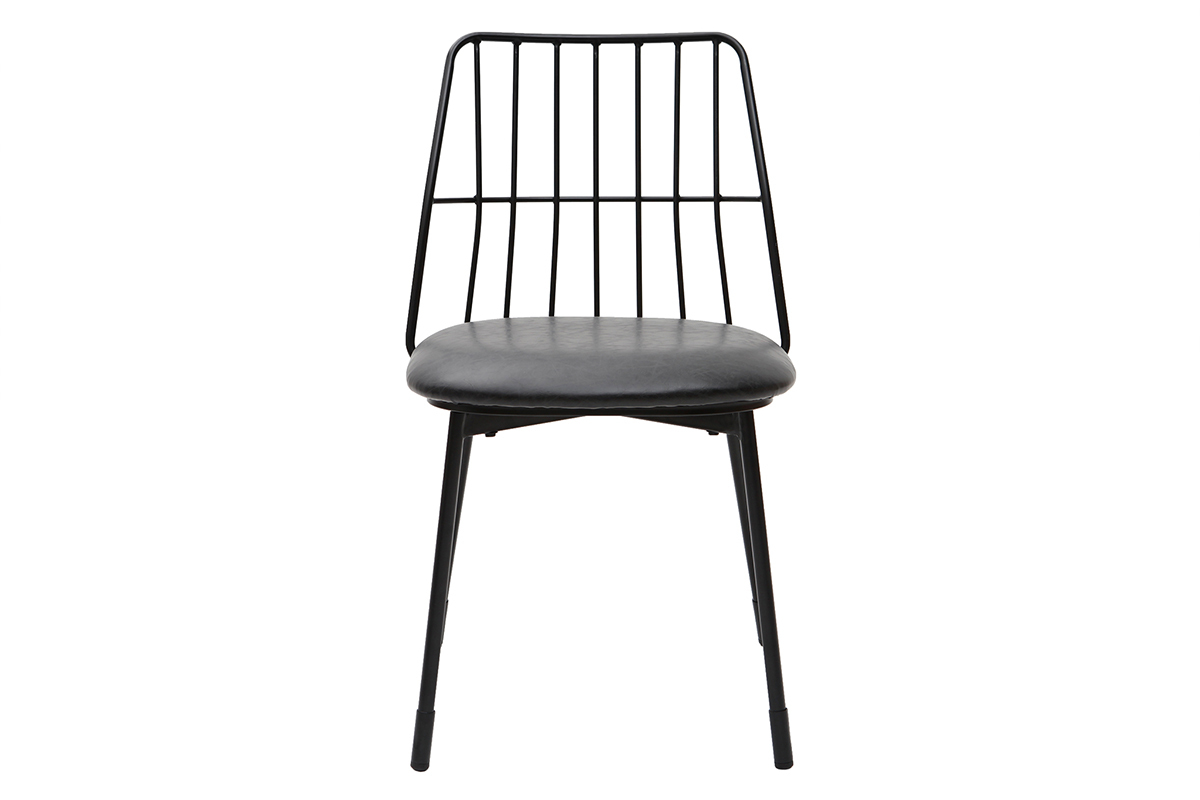 Set di 2 sedie design in metallo nero con cuscino GRID