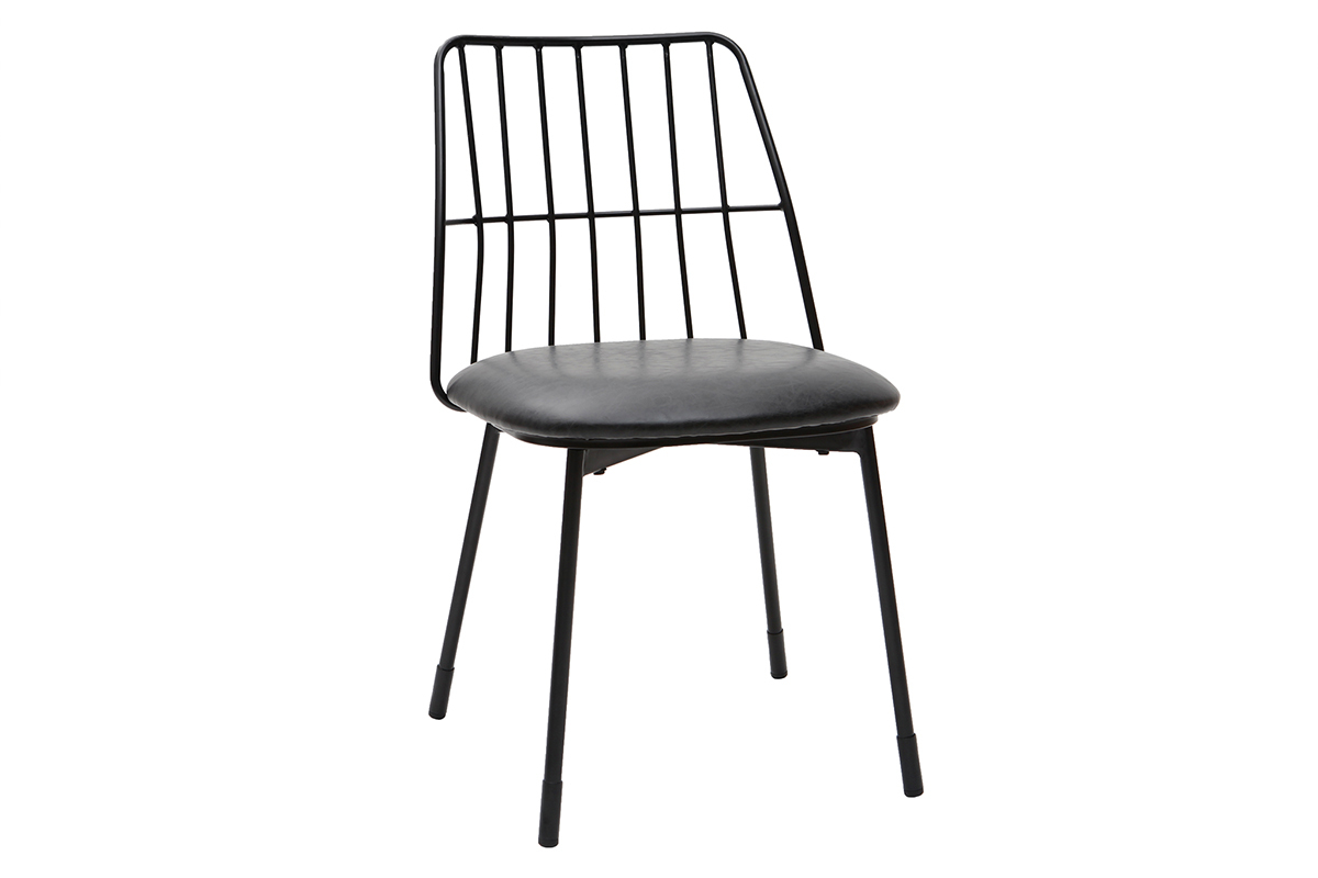 Set di 2 sedie design in metallo nero con cuscino GRID