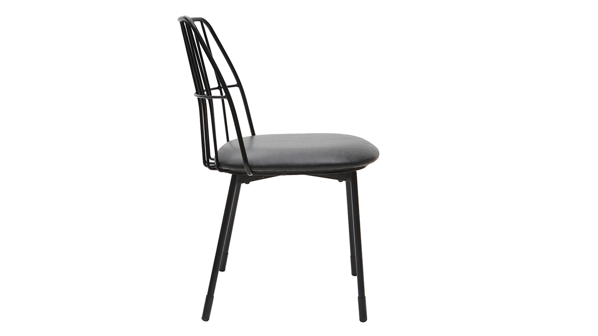 Set di 2 sedie design in metallo nero con cuscino GRID