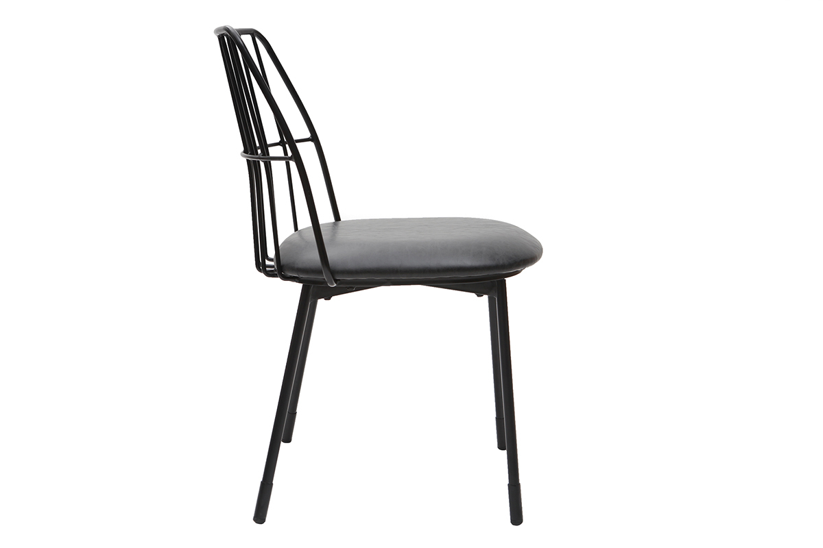 Set di 2 sedie design in metallo nero con cuscino GRID