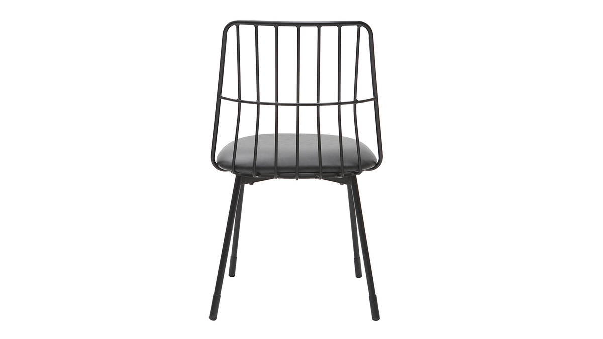 Set di 2 sedie design in metallo nero con cuscino GRID