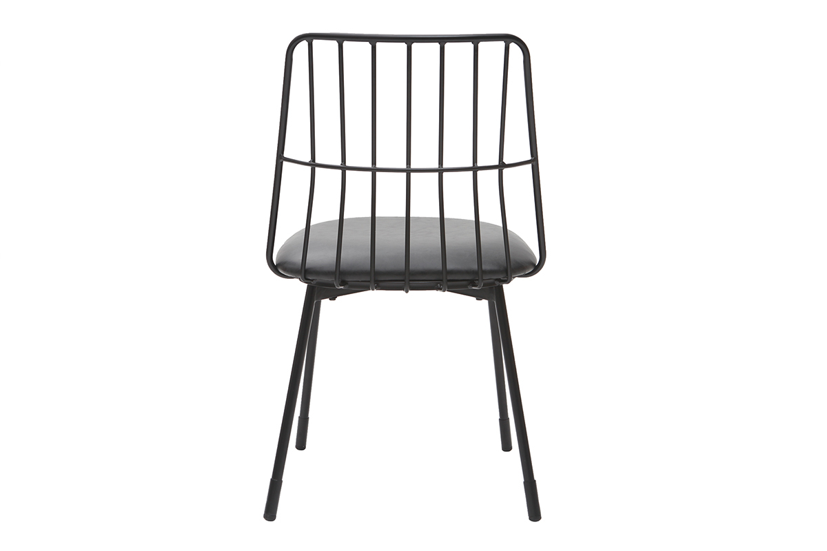 Set di 2 sedie design in metallo nero con cuscino GRID