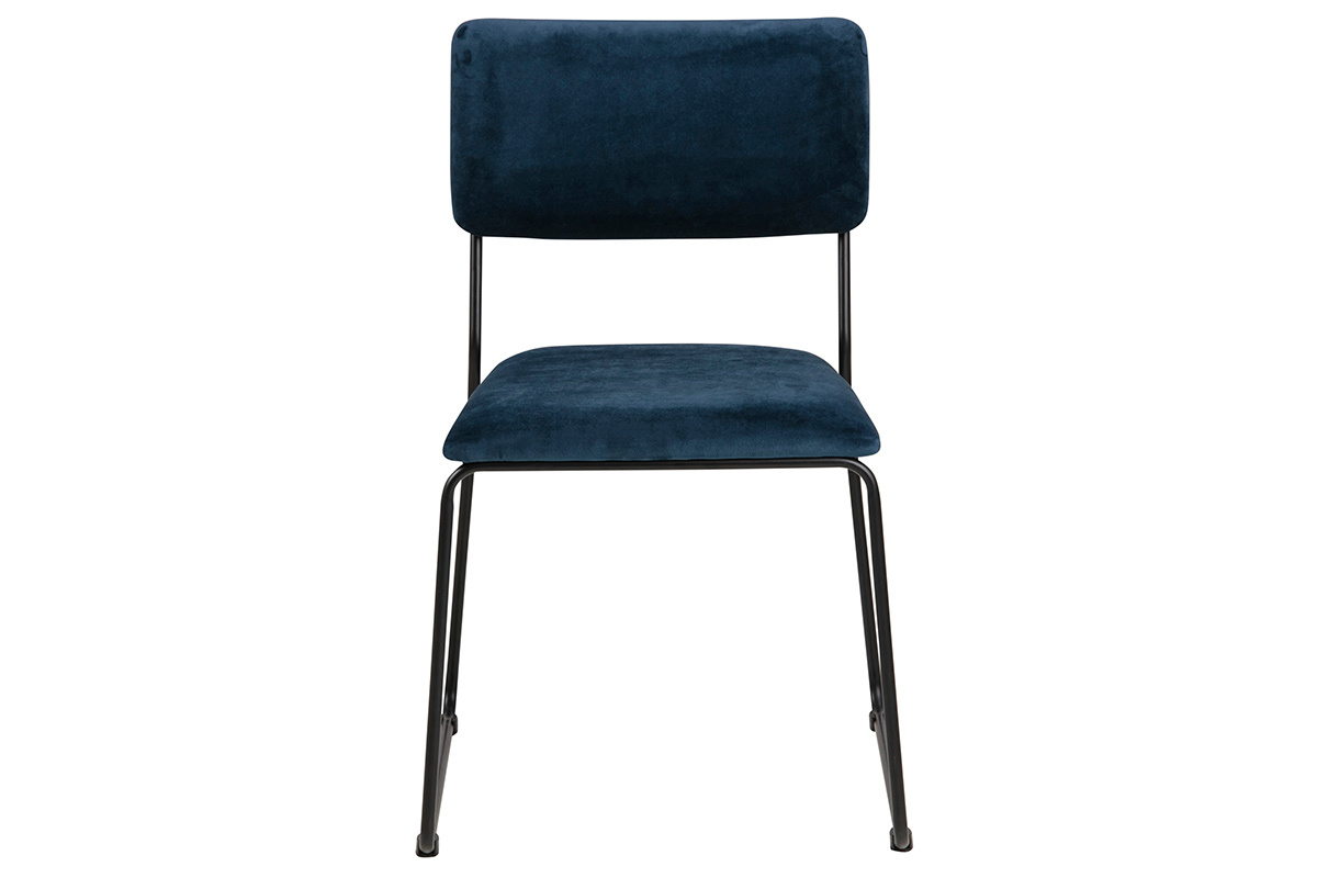 Set di 2 sedie design in velluto blu notte e metallo FLORE