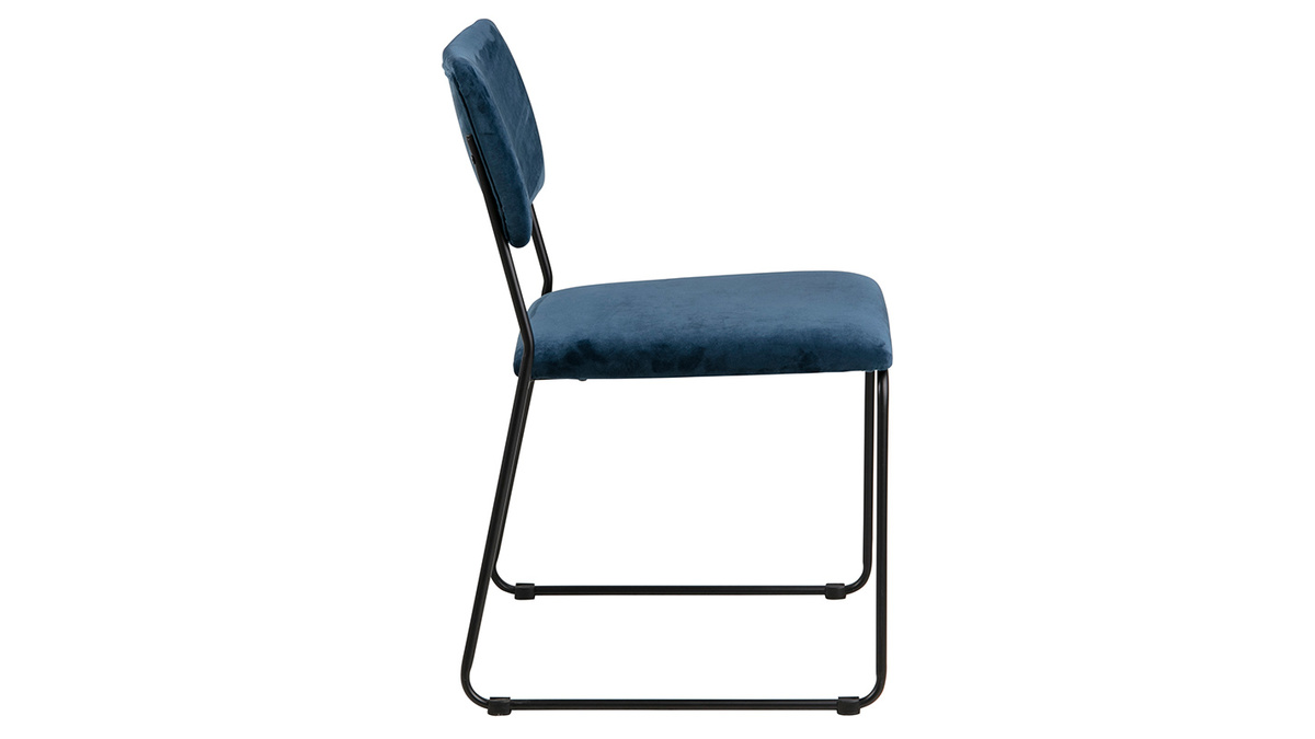 Set di 2 sedie design in velluto blu notte e metallo FLORE