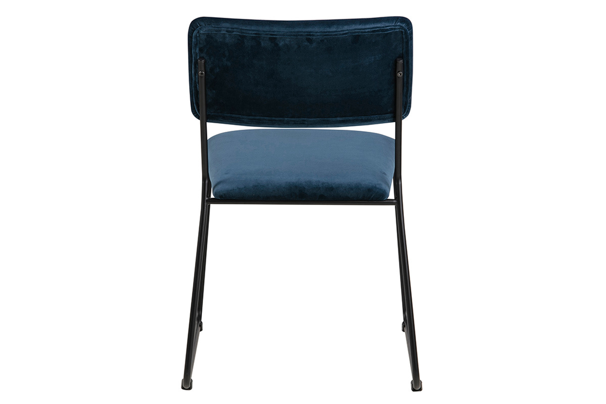 Set di 2 sedie design in velluto blu notte e metallo FLORE