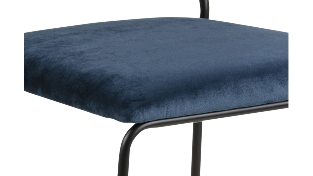 Set di 2 sedie design in velluto blu notte e metallo FLORE