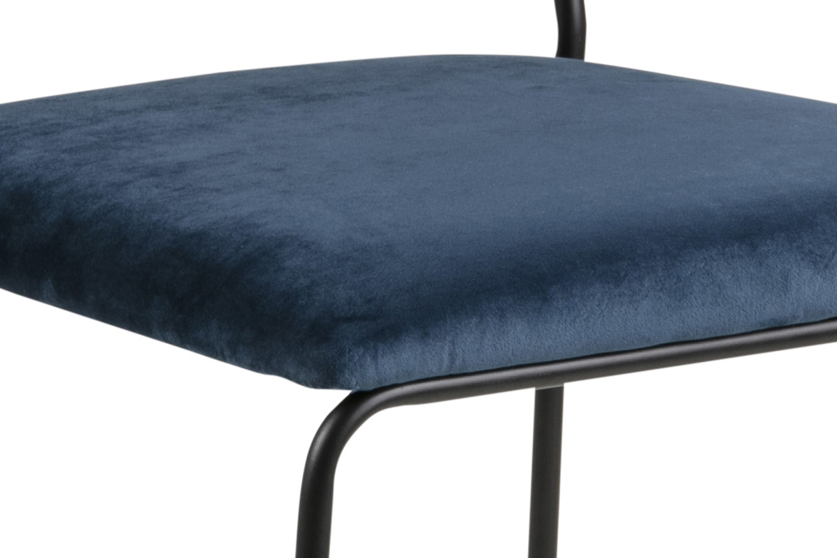Set di 2 sedie design in velluto blu notte e metallo FLORE