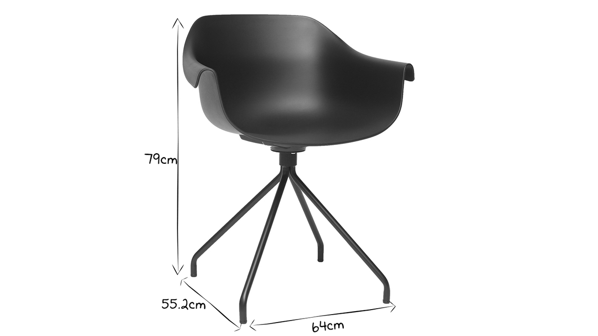Set di 2 sedie design nere con piedi in metallo COUTURE