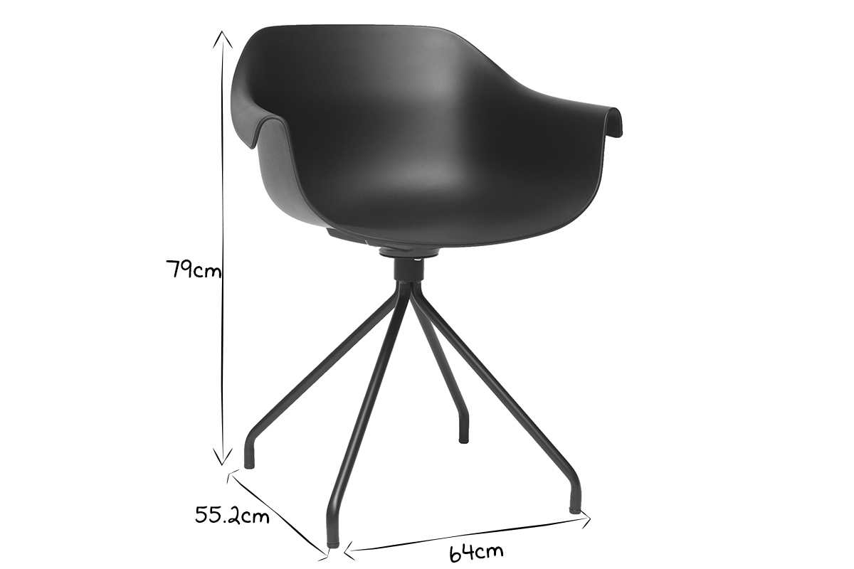 Set di 2 sedie design nere con piedi in metallo COUTURE