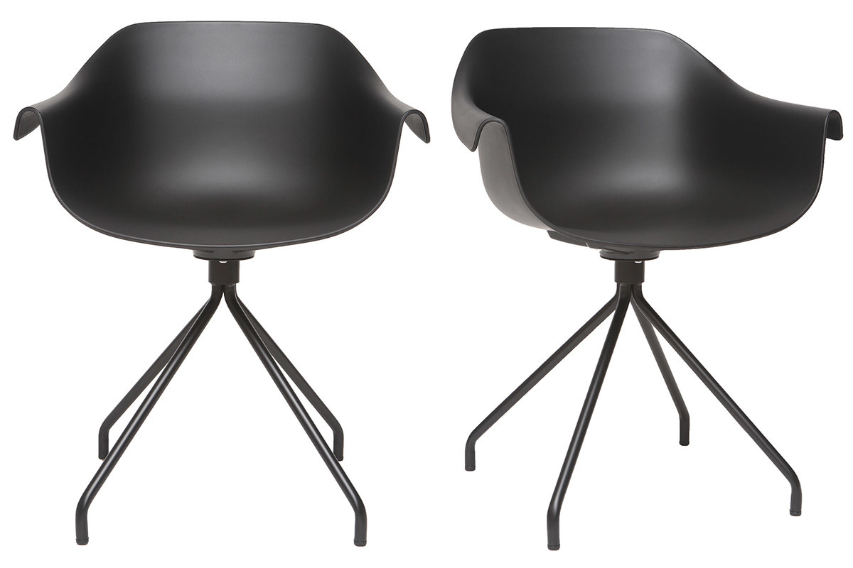 Set di 2 sedie design nere con piedi in metallo COUTURE