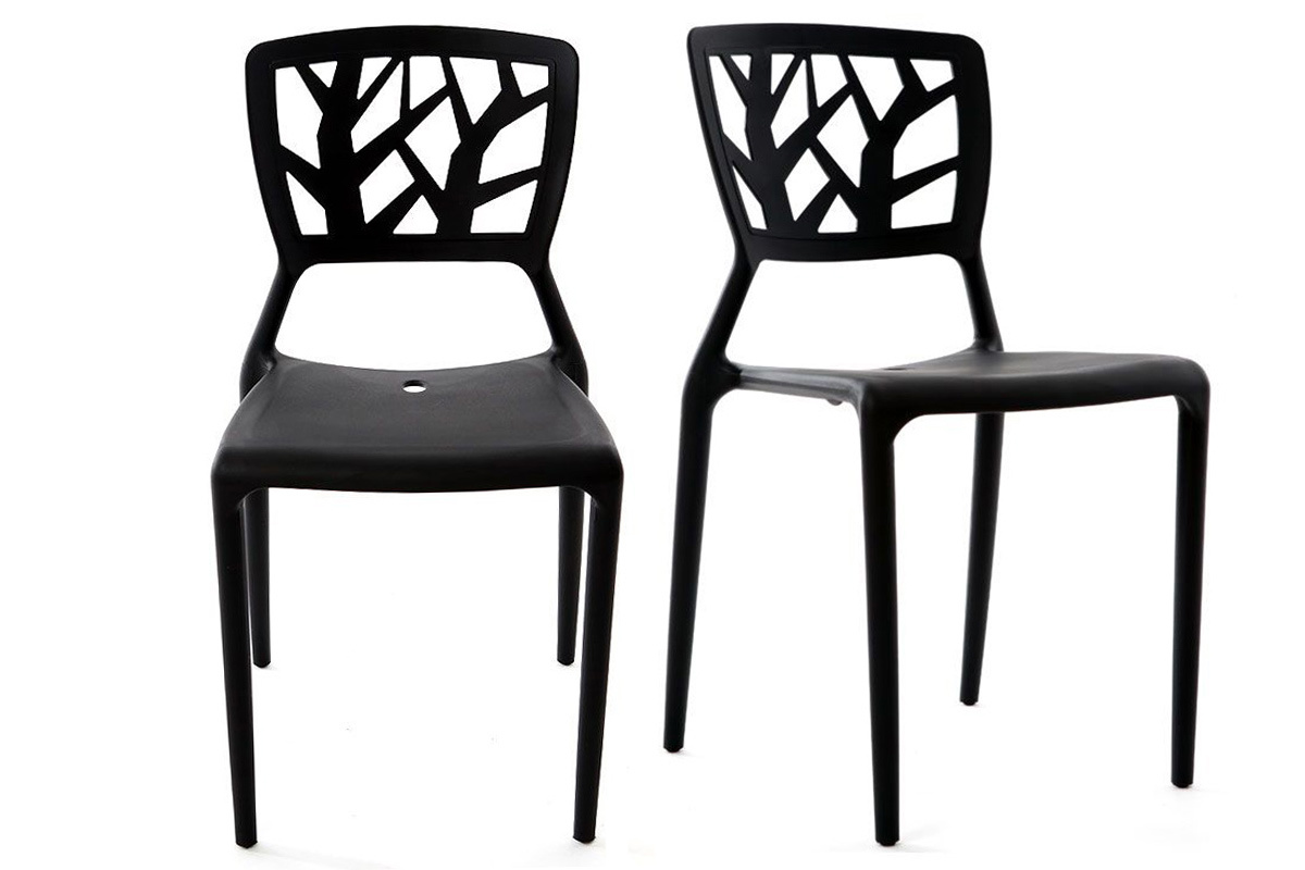 Set di 2 sedie design nere impilabili interno / esterno KATIA