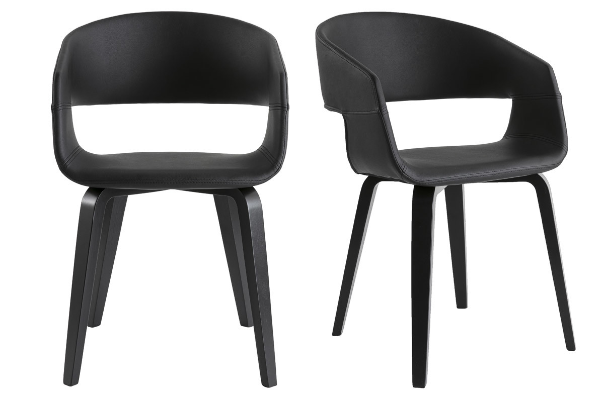 Set di 2 sedie design nere piedi legno SLAM