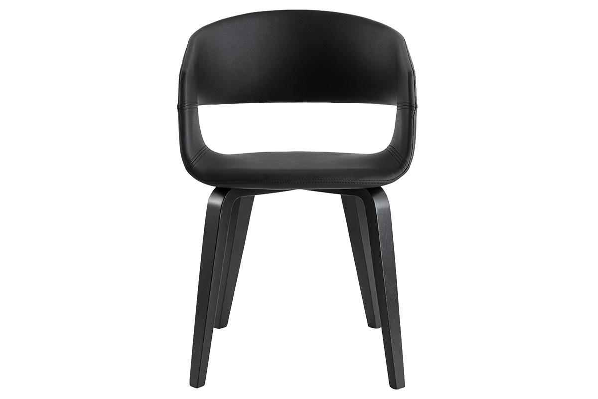 Set di 2 sedie design nere piedi legno SLAM