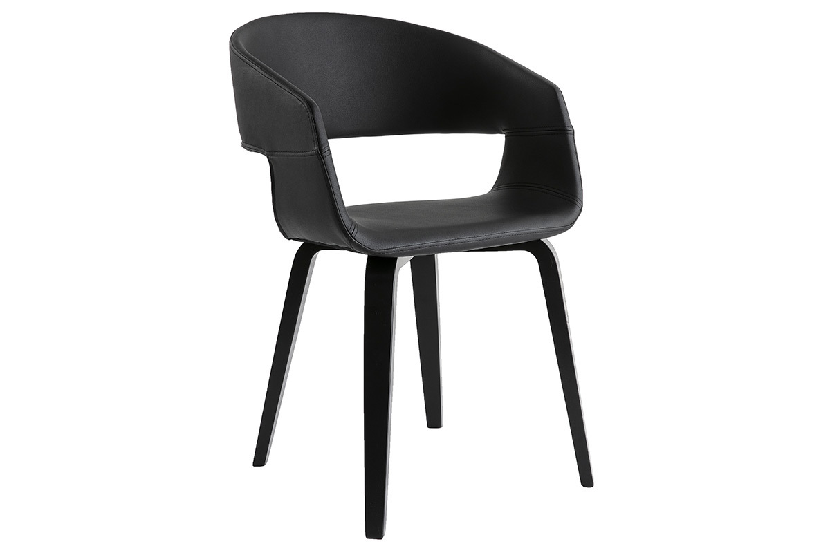 Set di 2 sedie design nere piedi legno SLAM