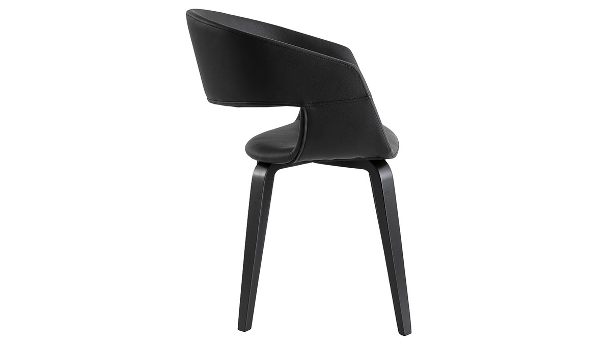 Set di 2 sedie design nere piedi legno SLAM
