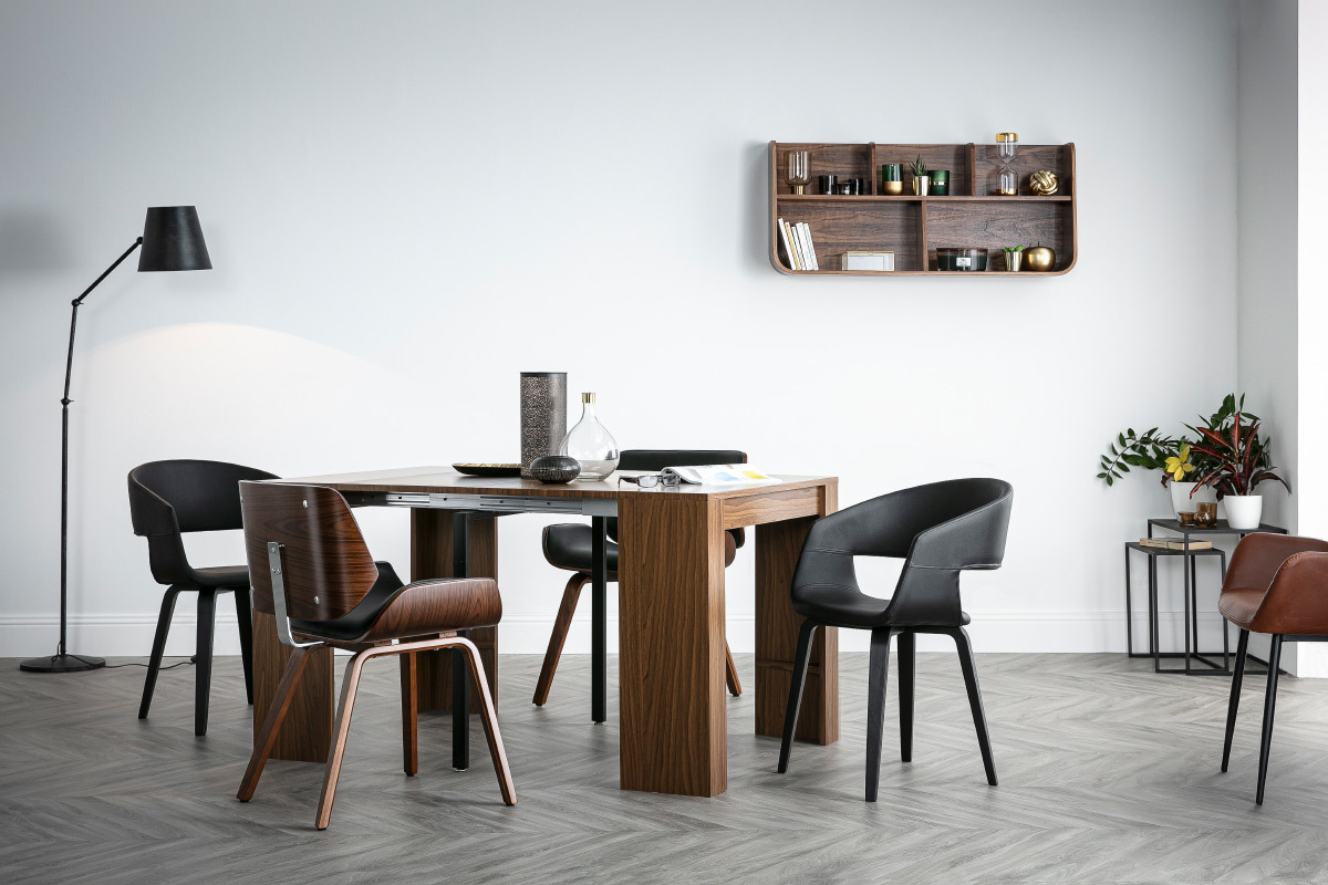 Set di 2 sedie design nere piedi legno SLAM