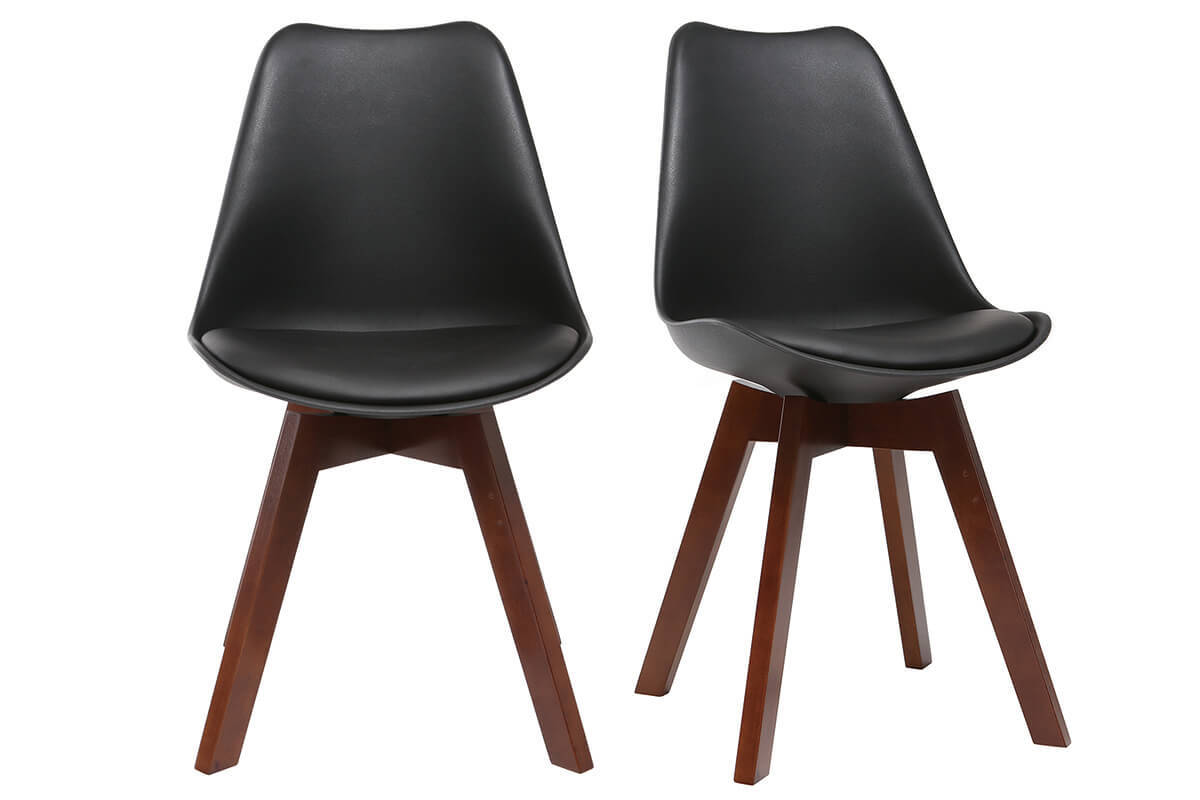 Set di 2 sedie design nero e noce PAULINE