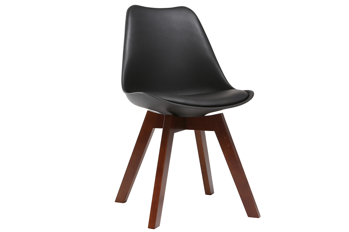 Set di 2 sedie design nero e noce PAULINE