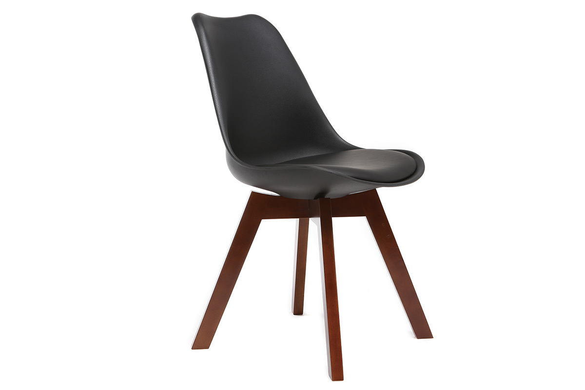 Set di 2 sedie design nero e noce PAULINE