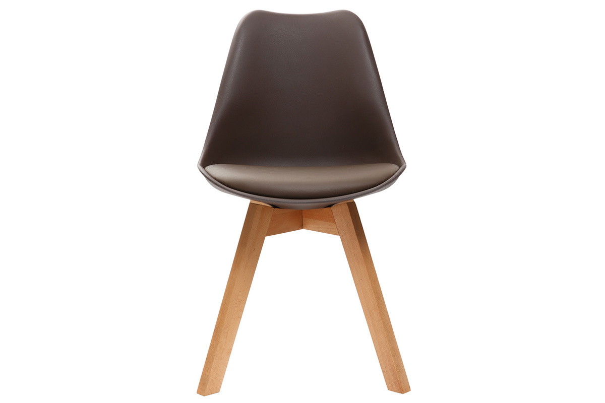 Set di 2 sedie design piede legno seduta marrone PAULINE
