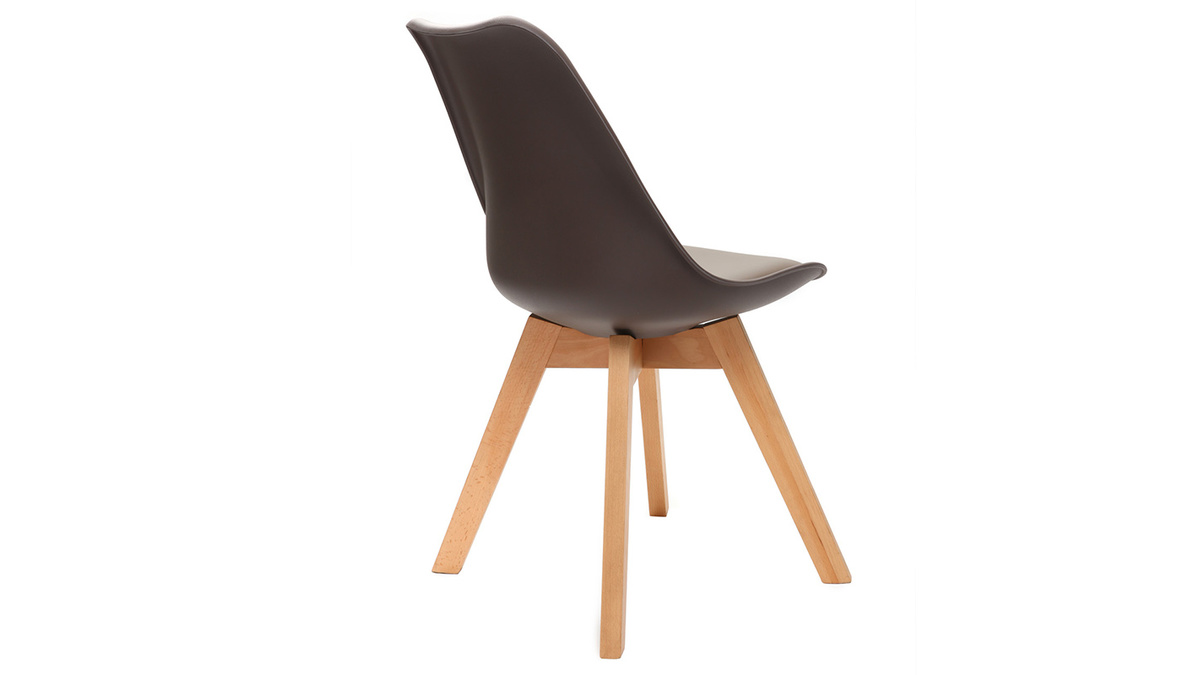 Set di 2 sedie design piede legno seduta marrone PAULINE