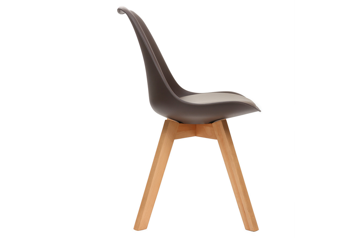 Set di 2 sedie design piede legno seduta marrone PAULINE
