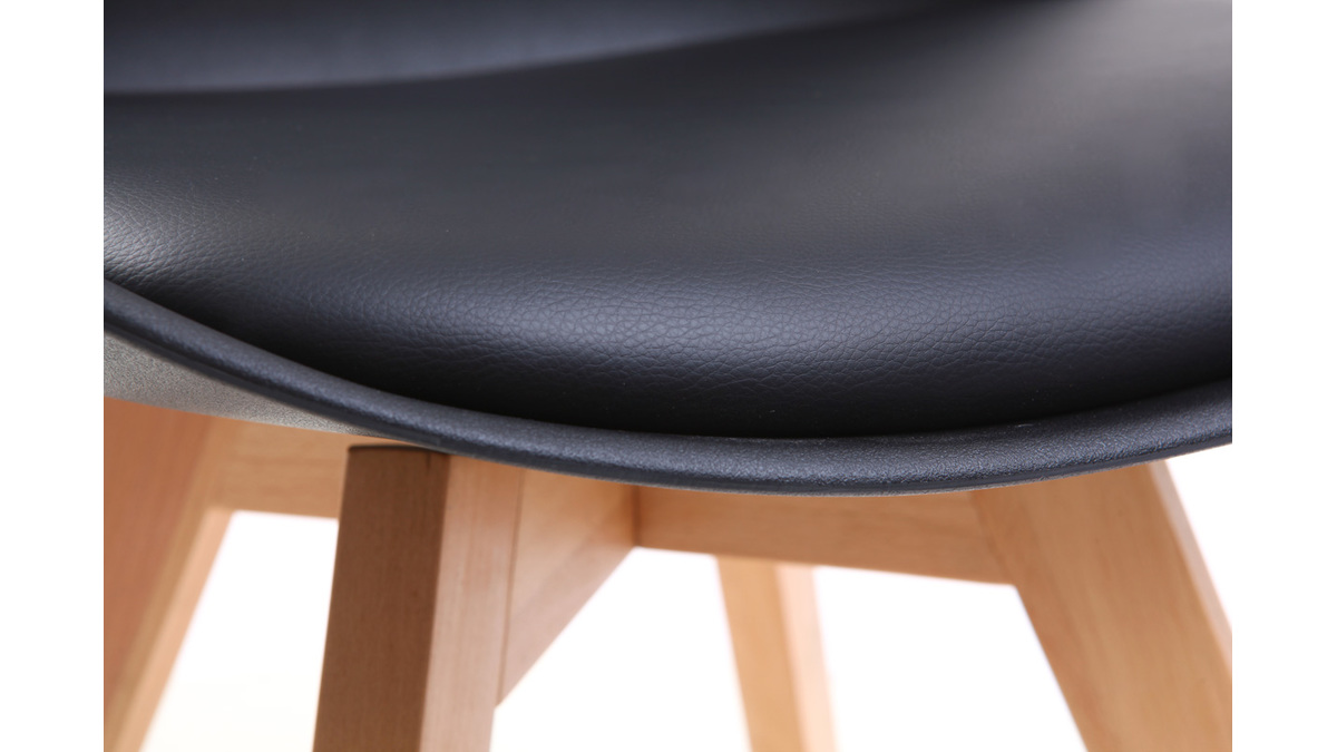 Set di 2 sedie design piede legno seduta nera PAULINE