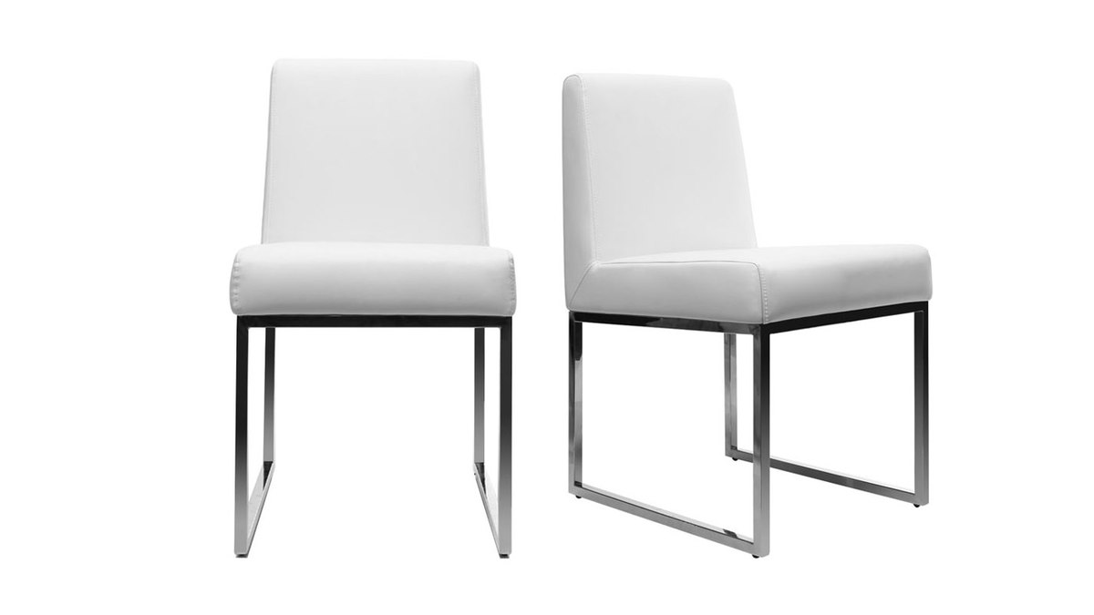 Set di 2 sedie design poliuretano bianco e acciaio cromato JUNIA