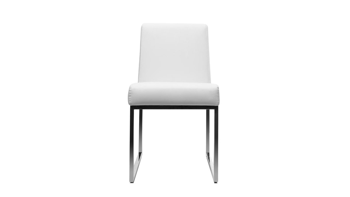 Set di 2 sedie design poliuretano bianco e acciaio cromato JUNIA